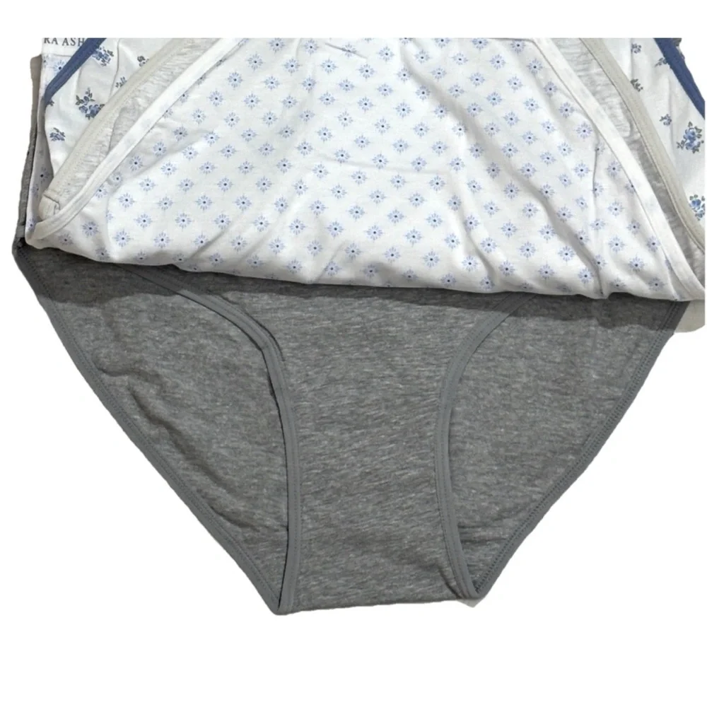 LAURA ASHLEY 5 PACK SOFT COTTON BRIEF PANTIES L ASSORTED FLORAL SOLIDS TAG FREE - Picture 4 of 8